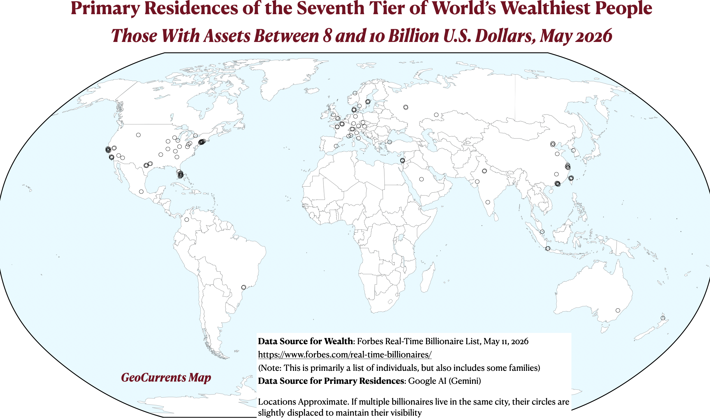 The Global Geography of Immense Personal Wealth 3: Mapping the Primary Residences of Persons with Assets Between Six and Ten Billion U.S. Dollars
